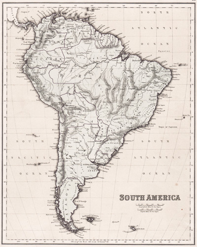 chambers south america 1855 map